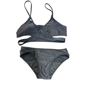 Savvi Black Crisscross Bikini Two Piece Swimsuit Small